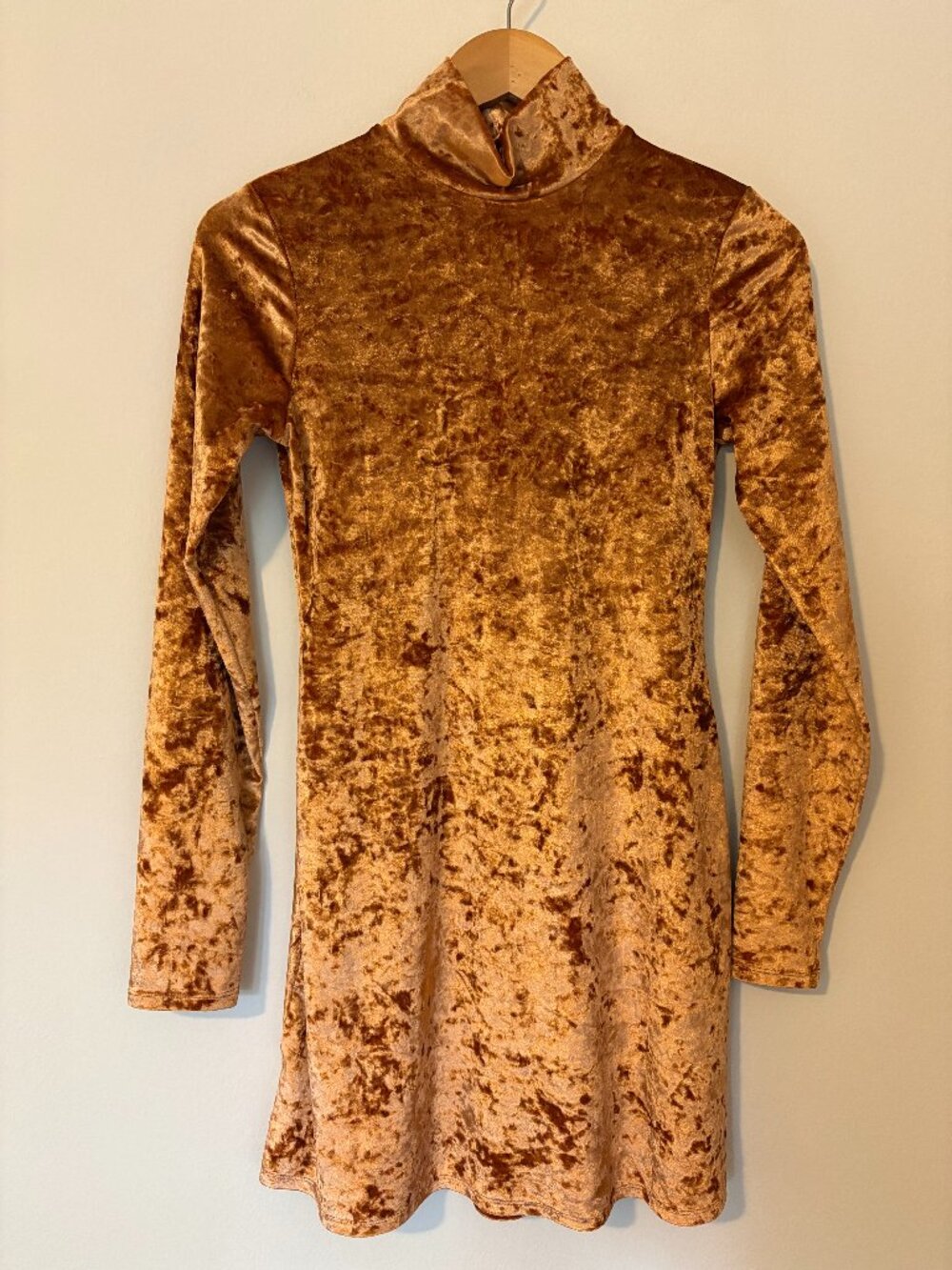 Kimchi Blue Urban Outfitters Crushed Velvet Mini Dress S Warm Copper